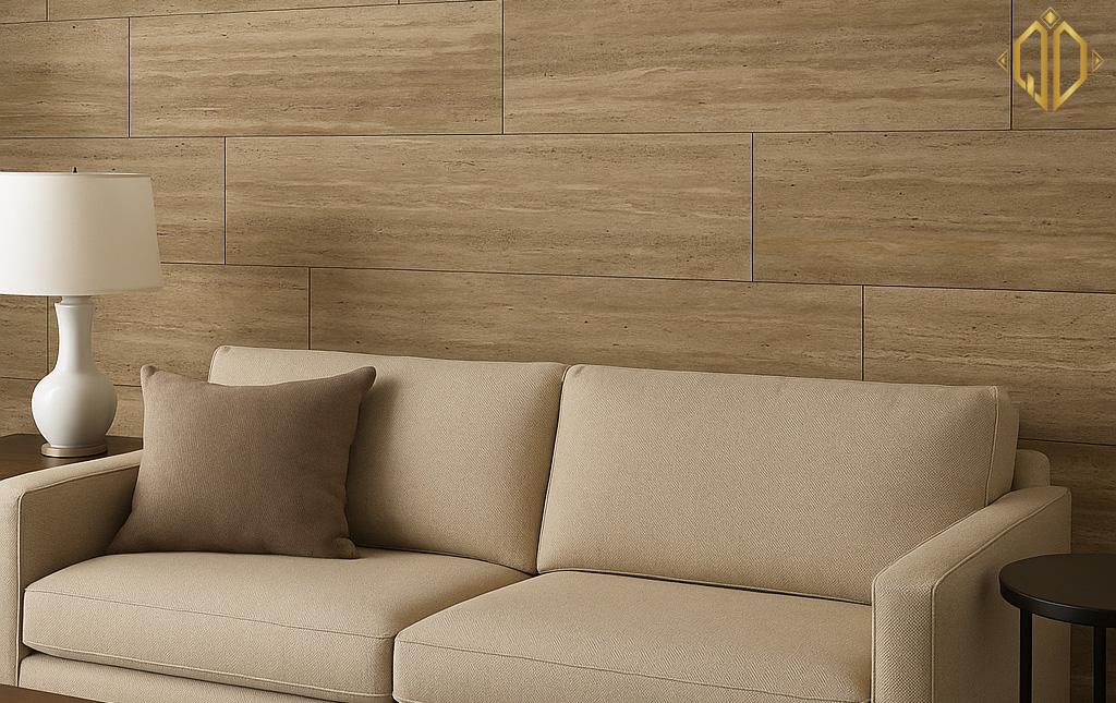 Titanium Travertine op lat tuong