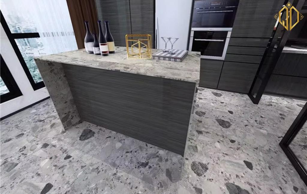 fossil grey marble op lat phong bep