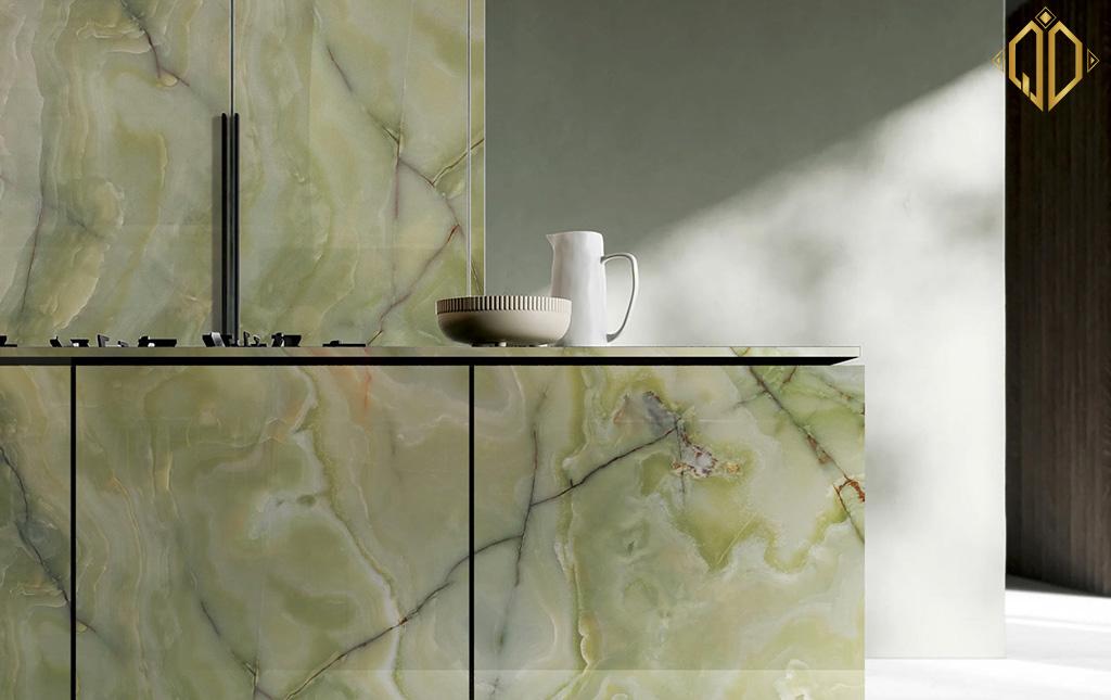 green onyx op lat tuong va ke bep