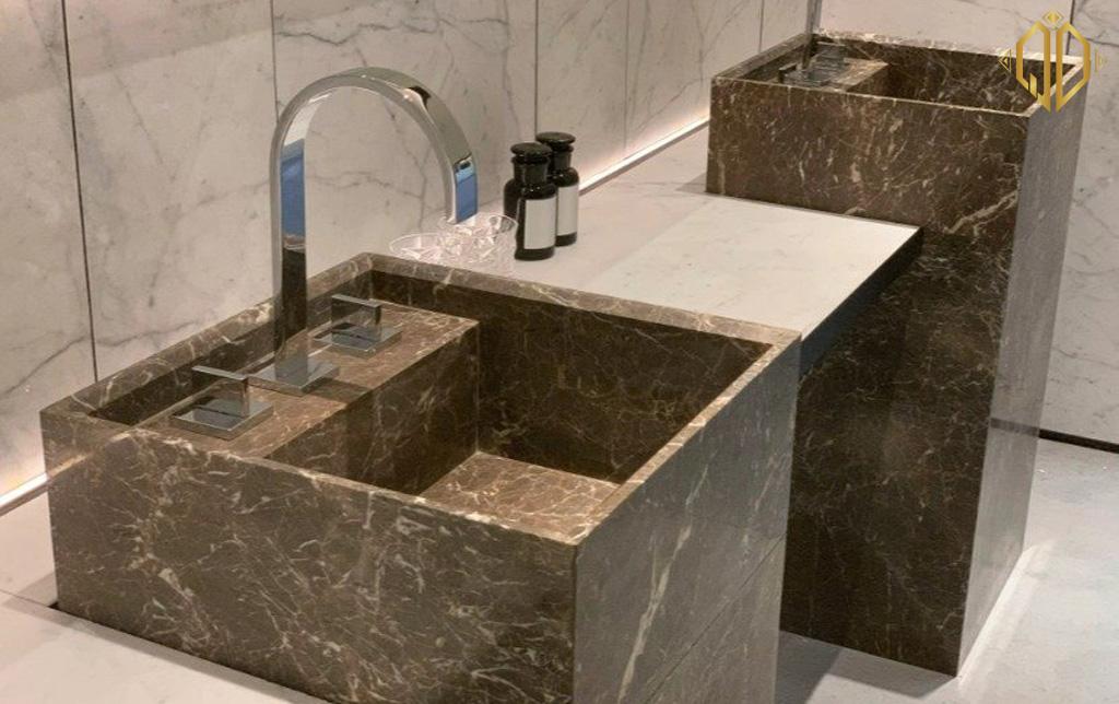 gulf grey marble op lat lavabo