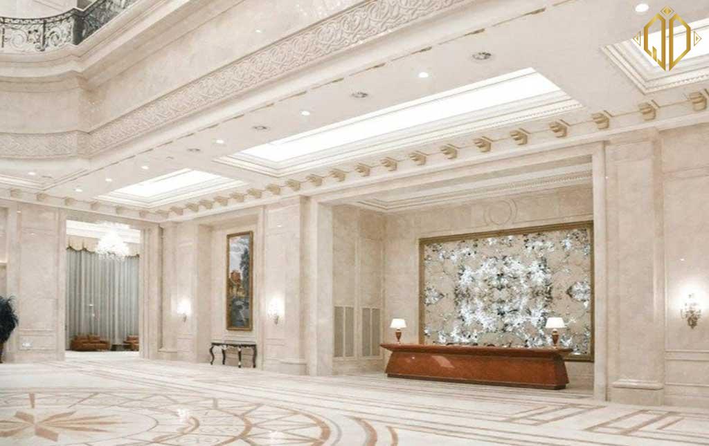 royal beige marble op lat san va tuong